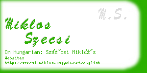 miklos szecsi business card